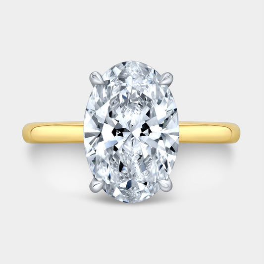 Oval Diamond Hailey with Single Hidden Halo Yellow Gold And Platinum Engagement Ring