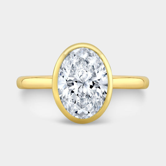 Oval Diamond Tulip Bezel Set  With Peekaboo Ruby Accents Yellow Gold And Platinum Engagement Ring