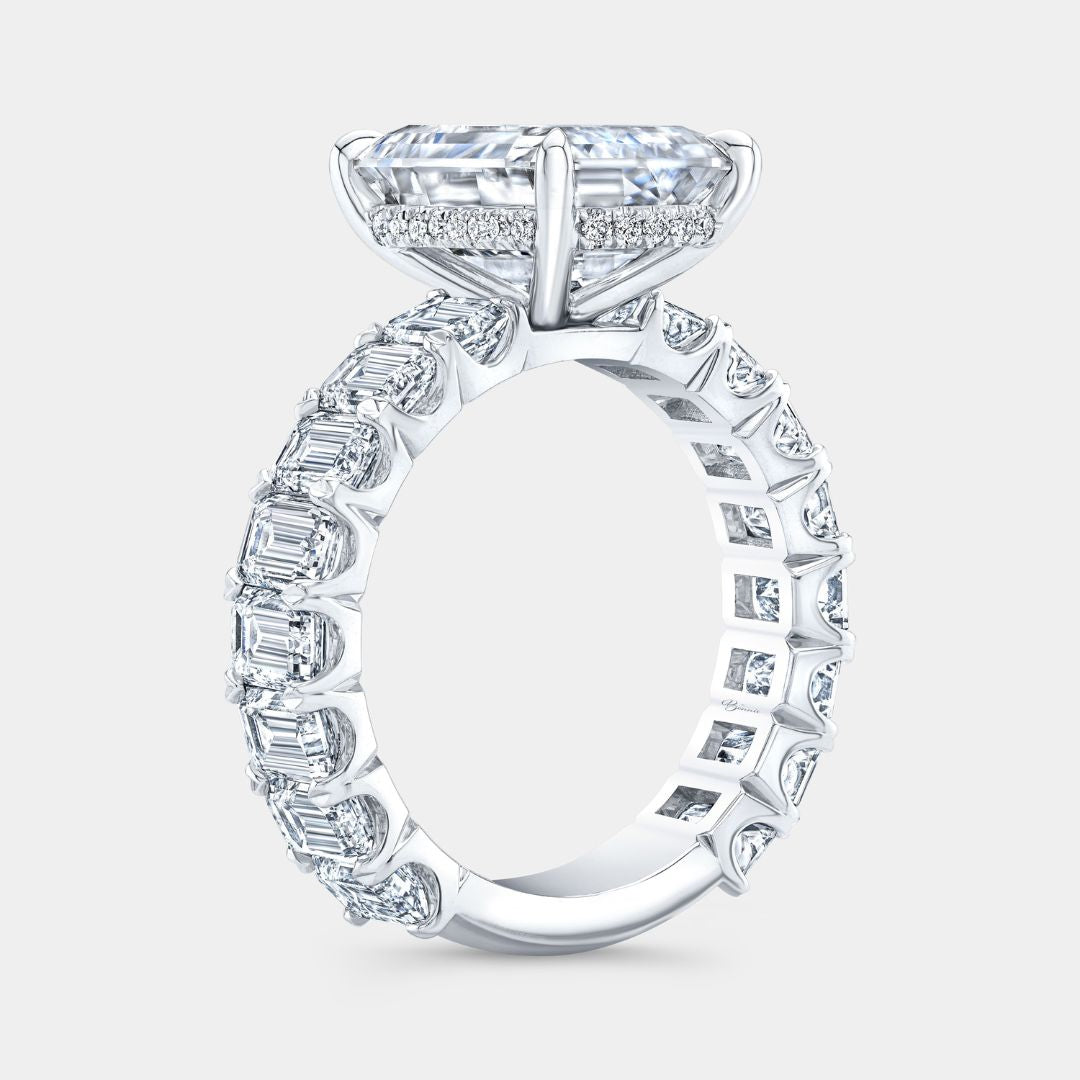 Emerald Diamond Chloe Hidden Halo Platinum Engagement Ring