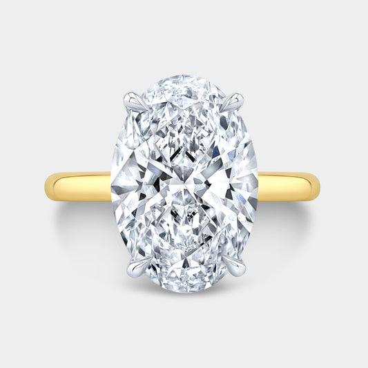 Oval Diamond Hailey Solitare Yellow Gold And Platinum Engagement Ring