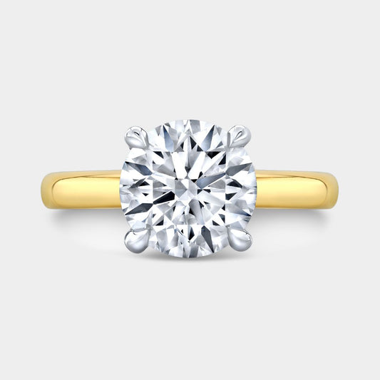 Round Diamond 4 Prong Solitaire Yellow Gold And Platinum Engagement Ring