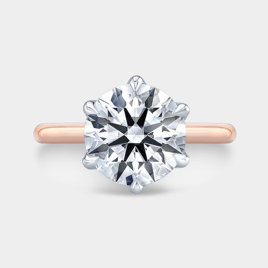 Round Diamond Hidden Halo Solitaire Rose Gold and Platinum Engagement Ring