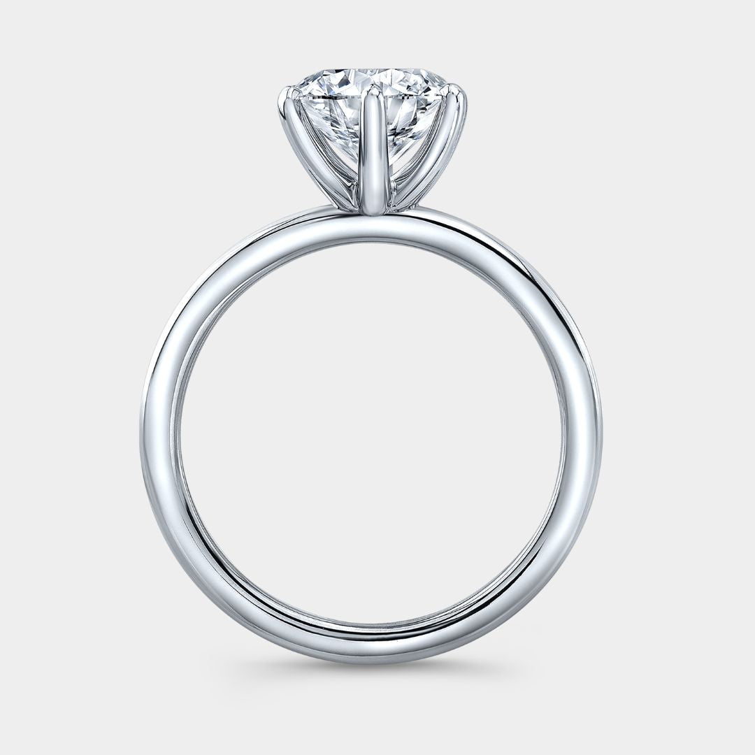 Round Diamond 6 Prong Classic Solitaire Platinum Engagement Ring