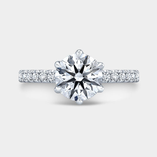 Round Diamond U Pave Platinum Engagement Ring