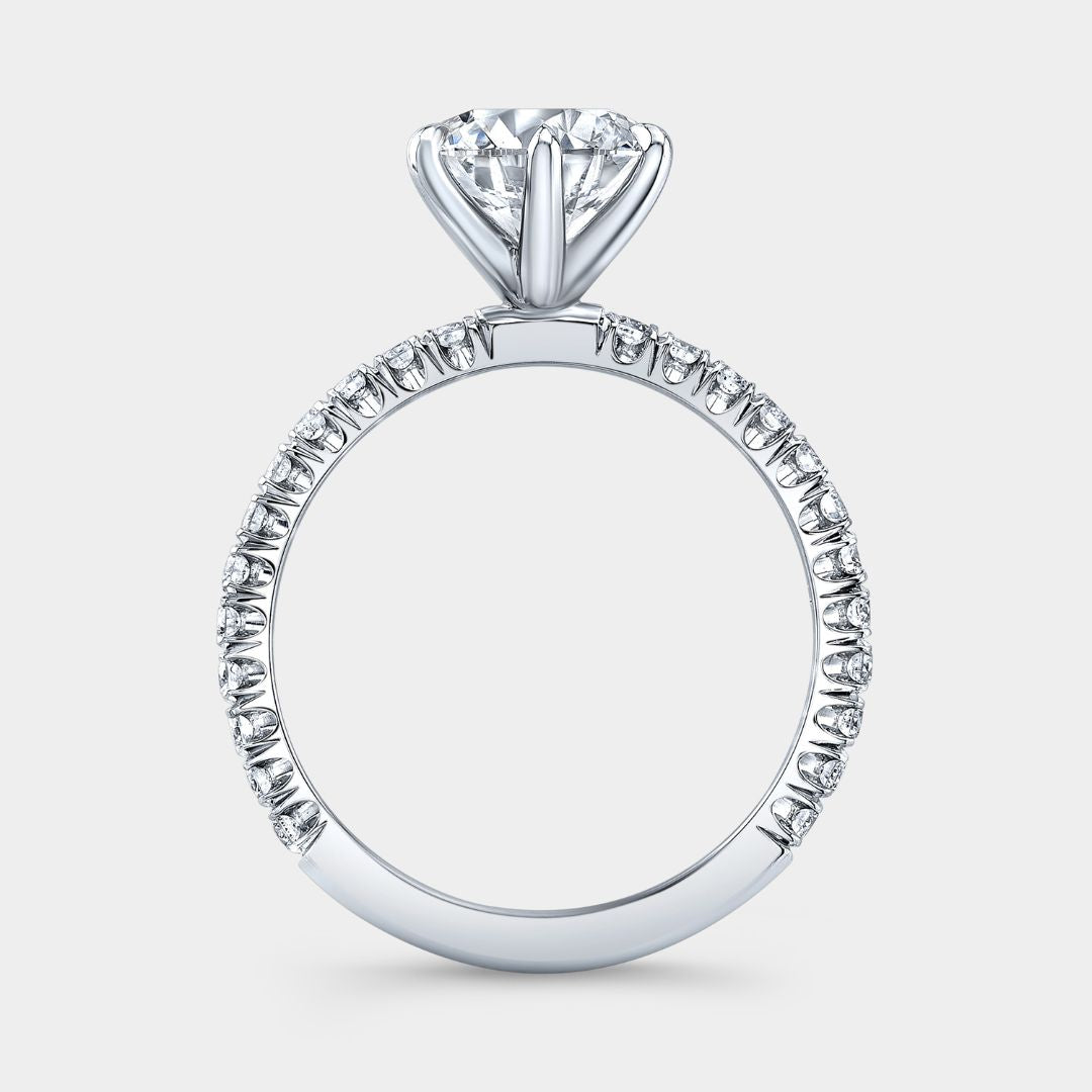 Round Diamond U Pave Platinum Engagement Ring