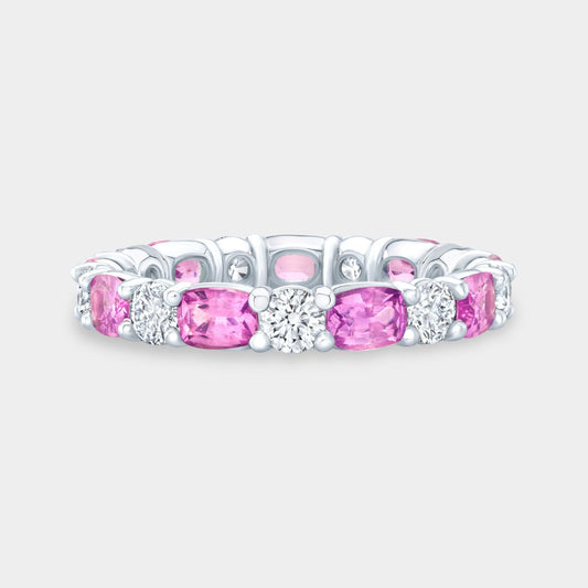Victoria Natural Pink Sapphire and Lab Grown Round Diamond Eternity Band