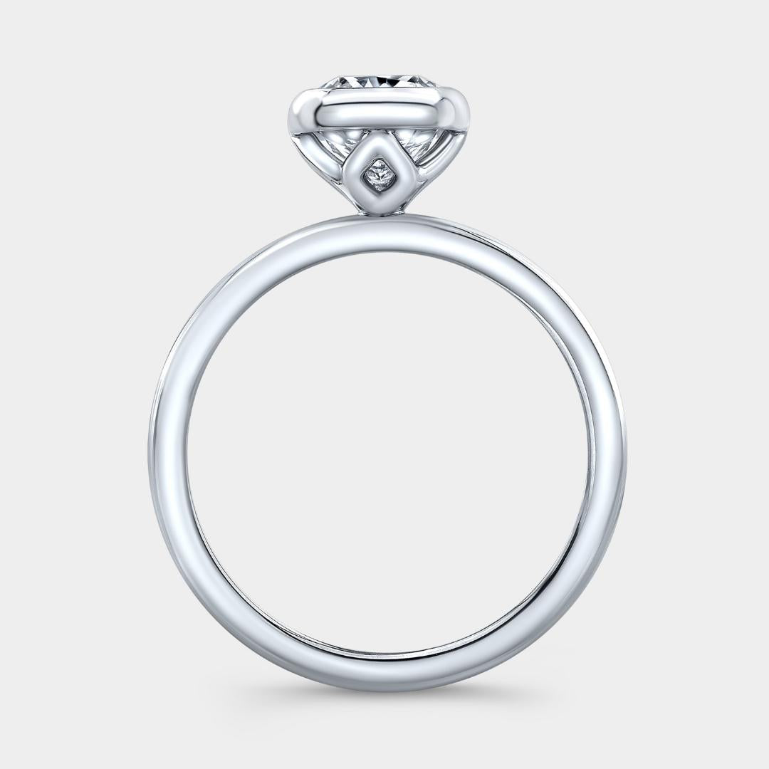 Cushion Diamond Bezel Set Tulip Solitaire Engagement Ring