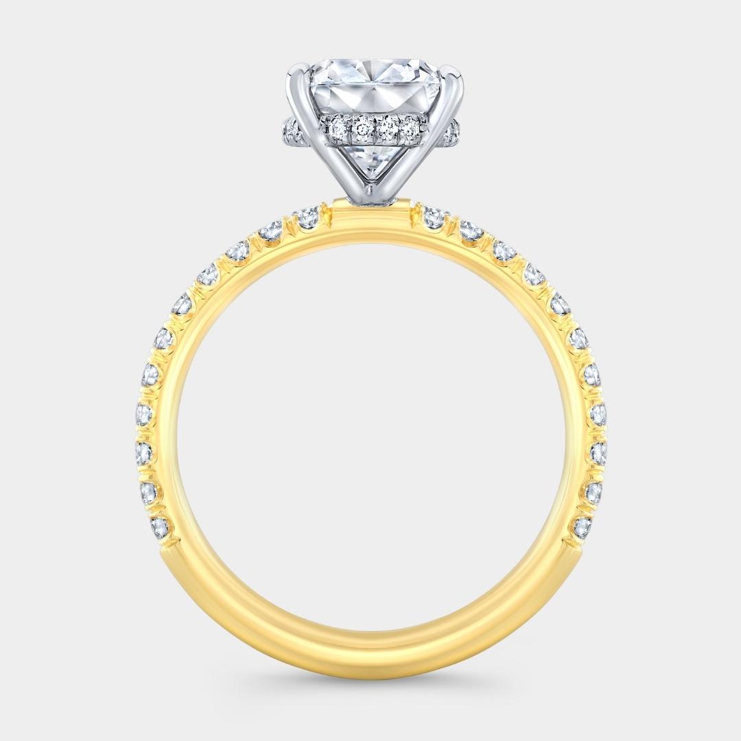 Cushion Diamond Pave With Hidden Halo Yellow Gold And Platinum Engagement Ring