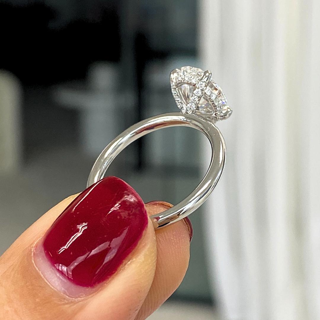 Oval Diamond Full Diamond Basket Solitaire Platinum Engagement Ring