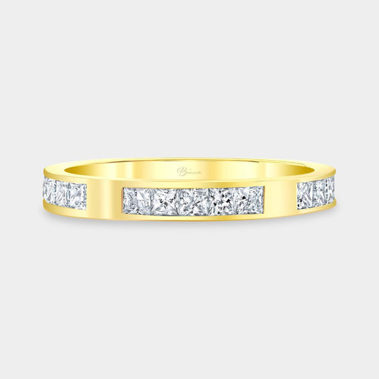 0.50ct Scattered Princess Diamond Channel Set Yellow Gold Wedding Band