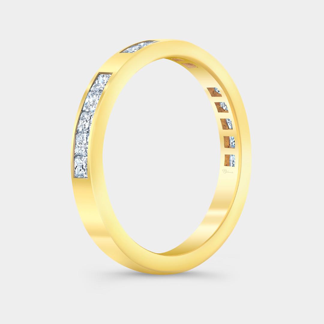 0.50ct Scattered Princess Diamond Channel Set Yellow Gold Wedding Band