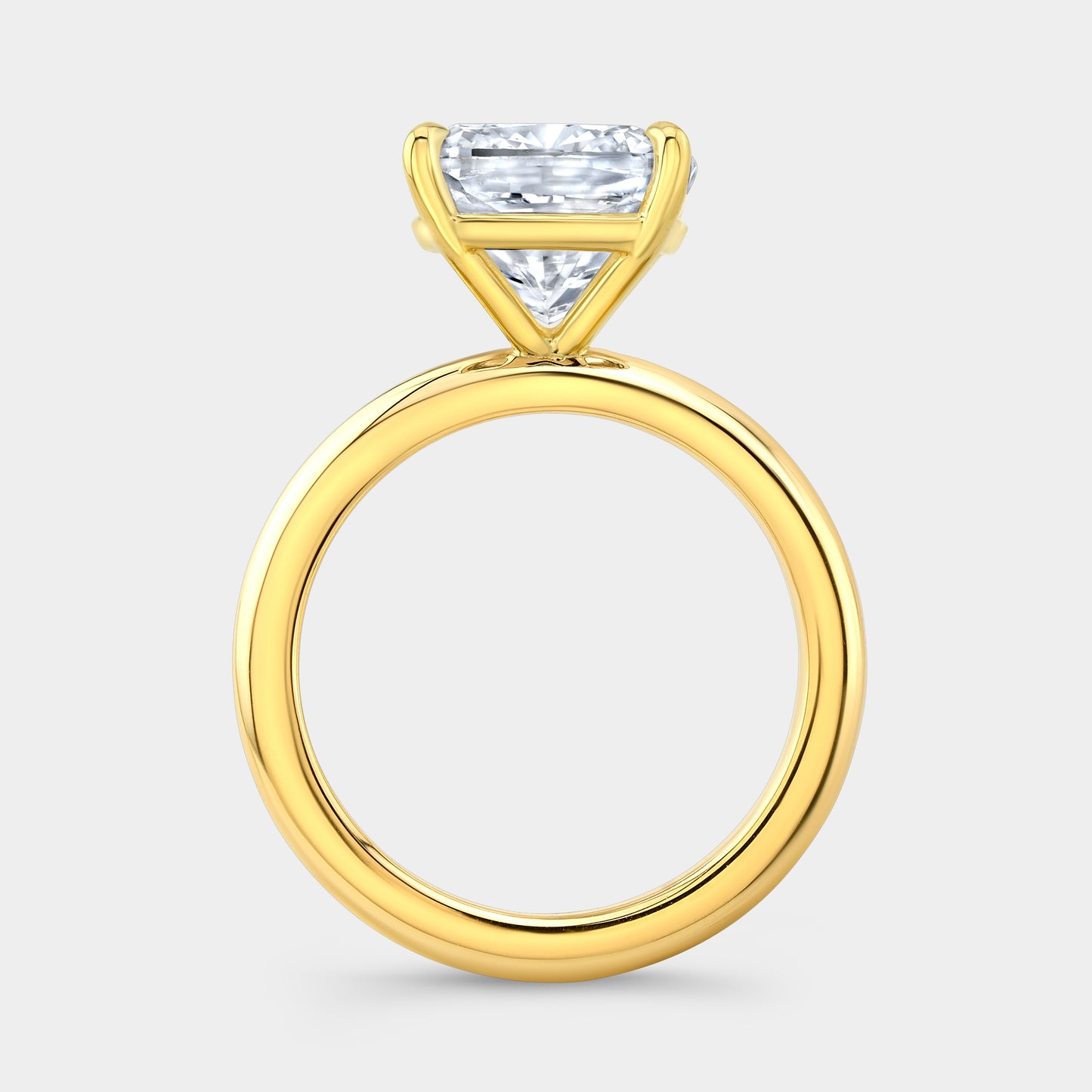 Cushion Diamond Chunky Band Solitaire Yellow Gold Engagement Ring