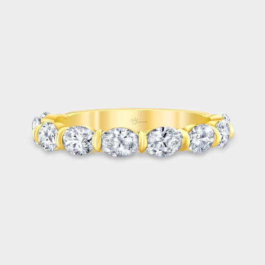 1.40ct Lab Grown Oval Diamond East West 3.0mm Yellow Gold Wedding Band