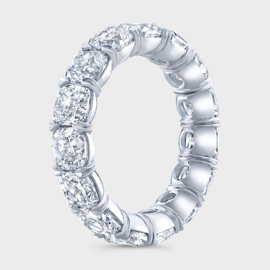 7ct Lab Grown Cushion Diamond Platinum Eternity Band