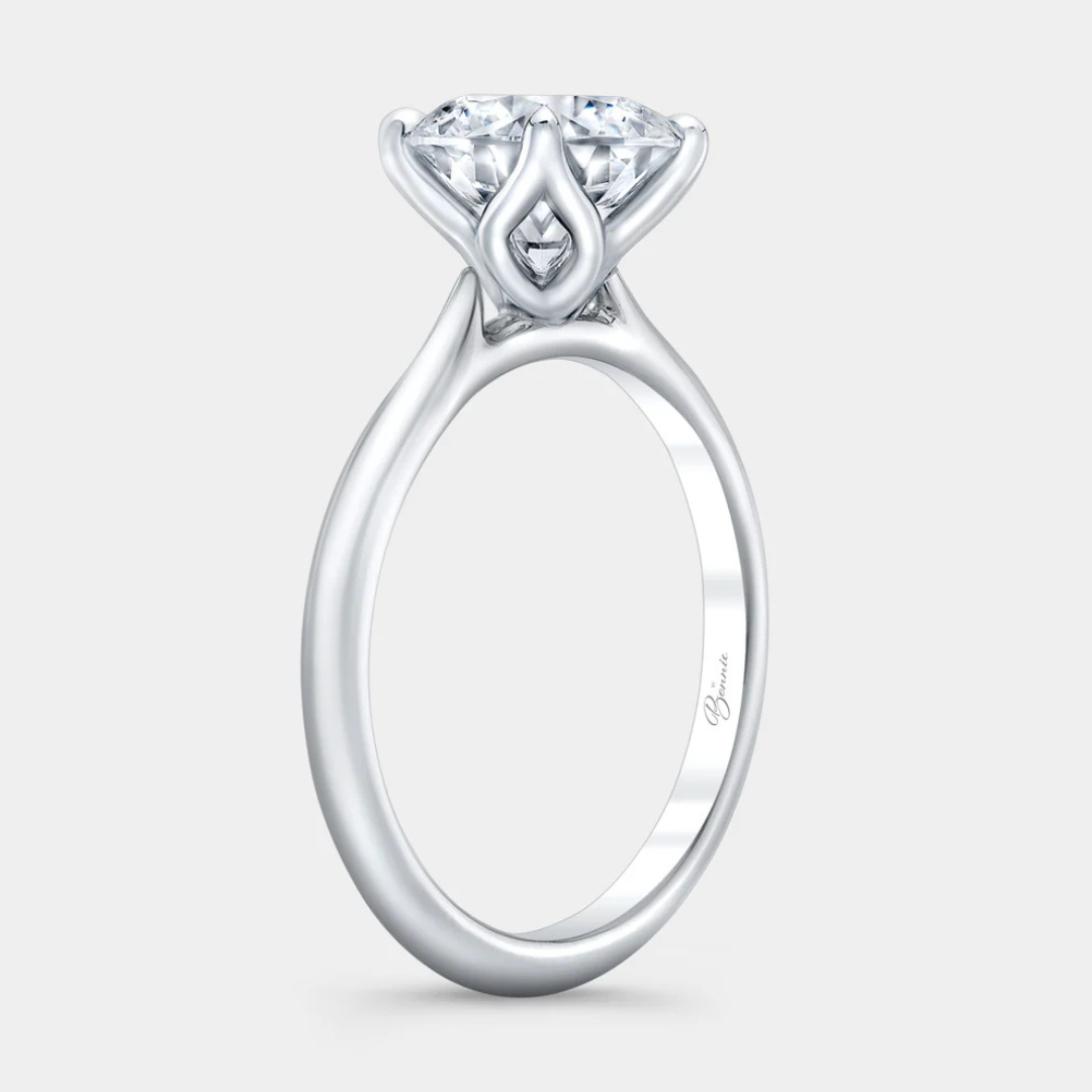 Round Diamond Prong Tulip Knife Edge Solitaire White Gold