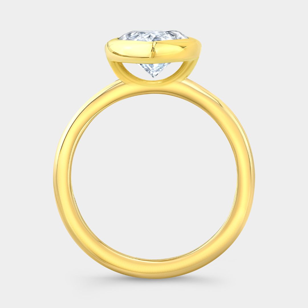 Marquise Bezel with East West Baguette Side Diamonds Yellow Gold Engagement Ring