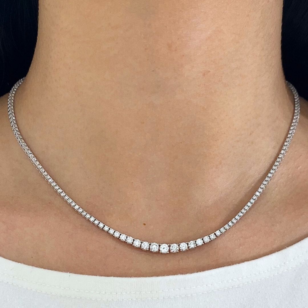 5ct Graduating Lab Grown Round Diamond Tennis Necklace