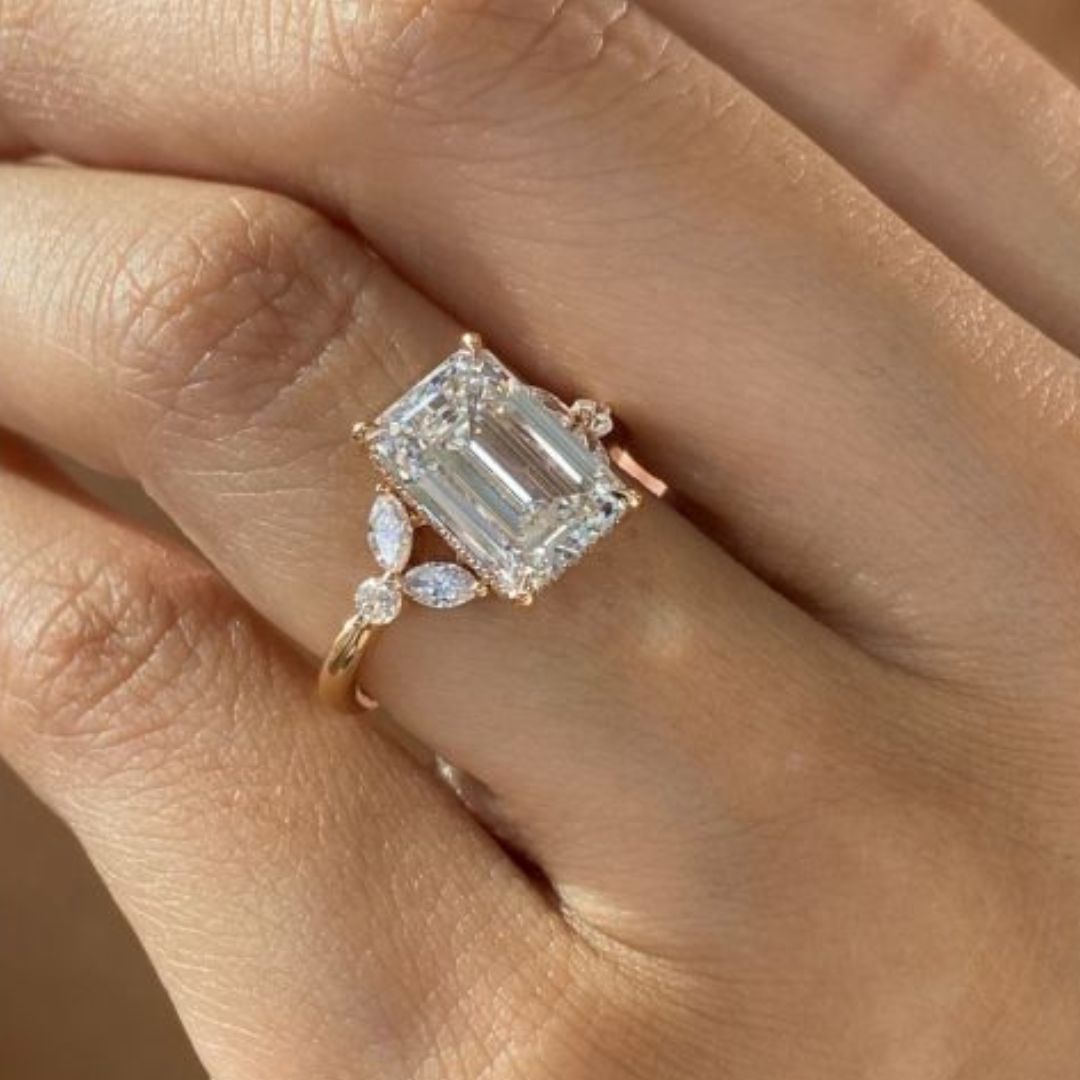 Diamond ring on hand.