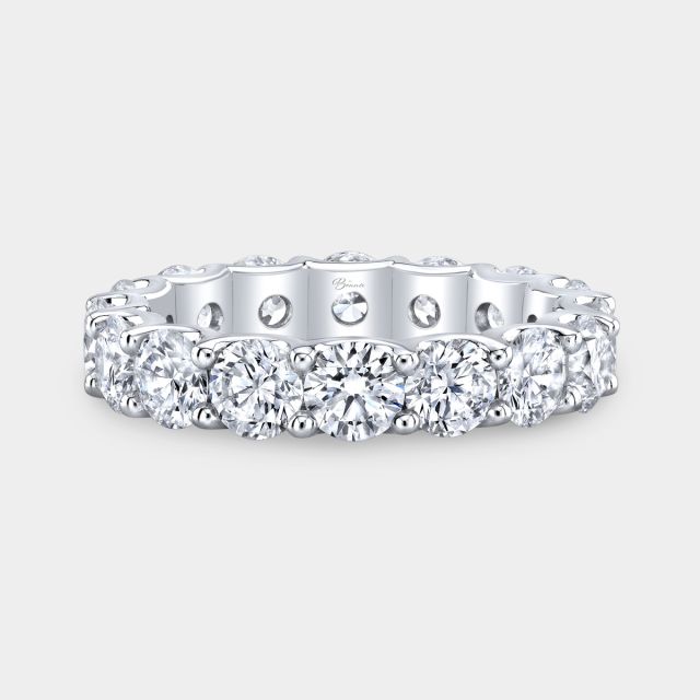 Platinum round diamond eternity band, U gallery.