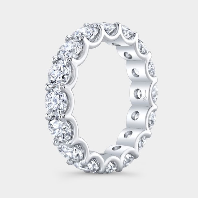 Eternity band, top down, round diamonds, U gallery.