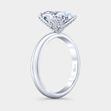 Oval tulip diamond ring, platinum band.