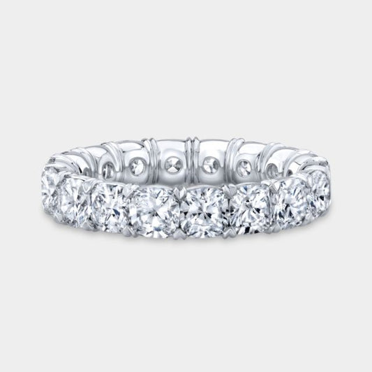4ct Cushion Diamond Eternity Band, Platinum.