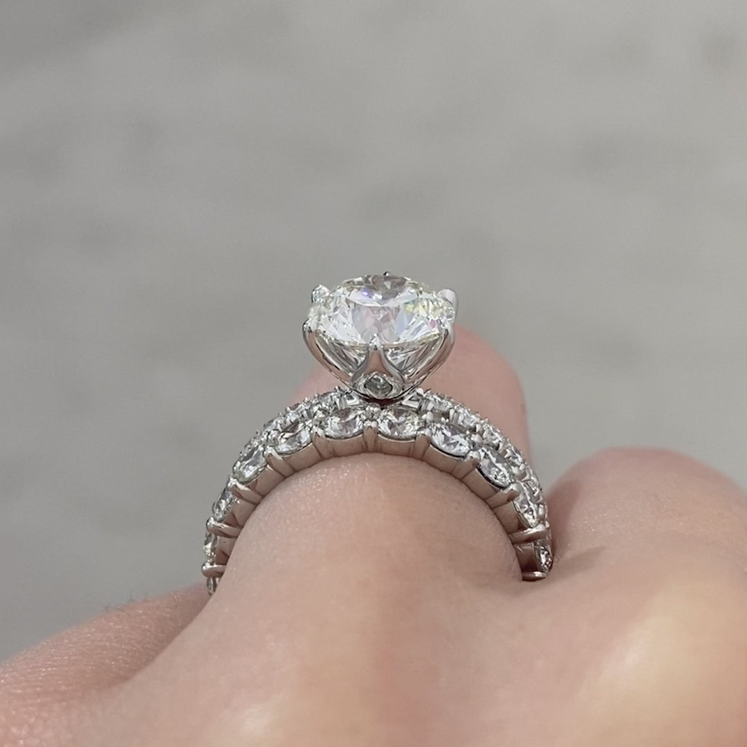 Round Diamond 3/4 Way Band, Low Profile, Platinum.