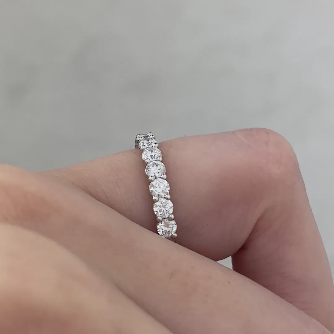 Round Diamond Double Gallery 1/2 Way Band, Platinum.
