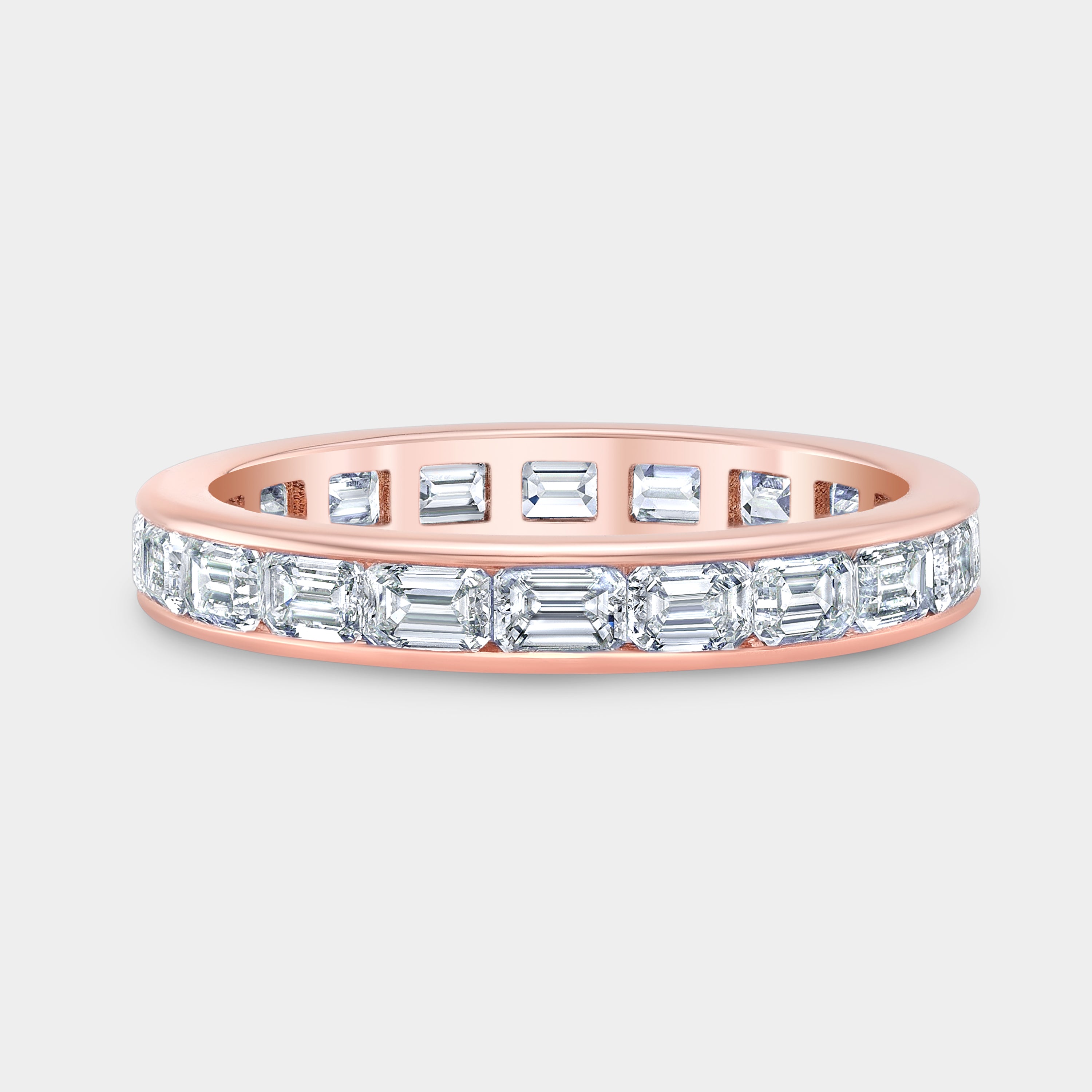2.50ct Emerald Diamond Channel East West Set Rose Gold Eternity