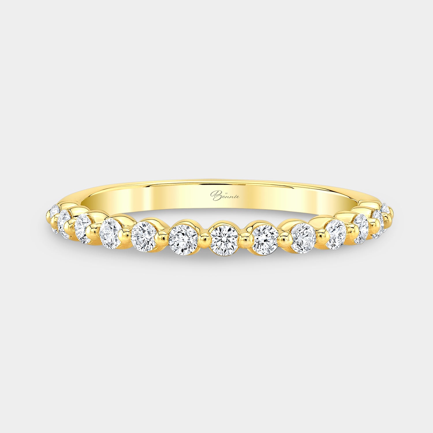 0.25ct Round Diamond Petite Band, Yellow Gold.