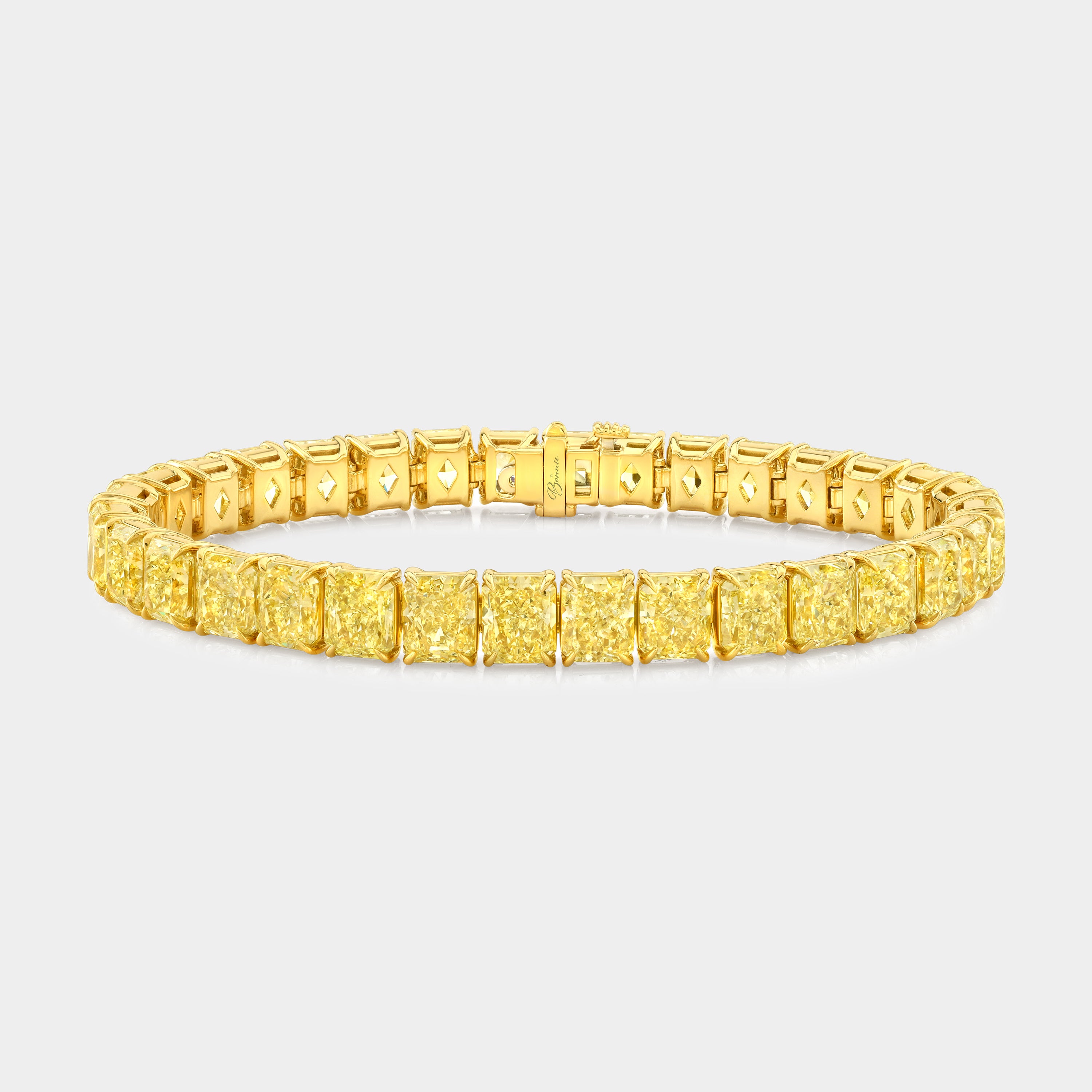 36ct Fancy Yellow Radiant Diamond Yellow Gold Tennis Bracelet – By