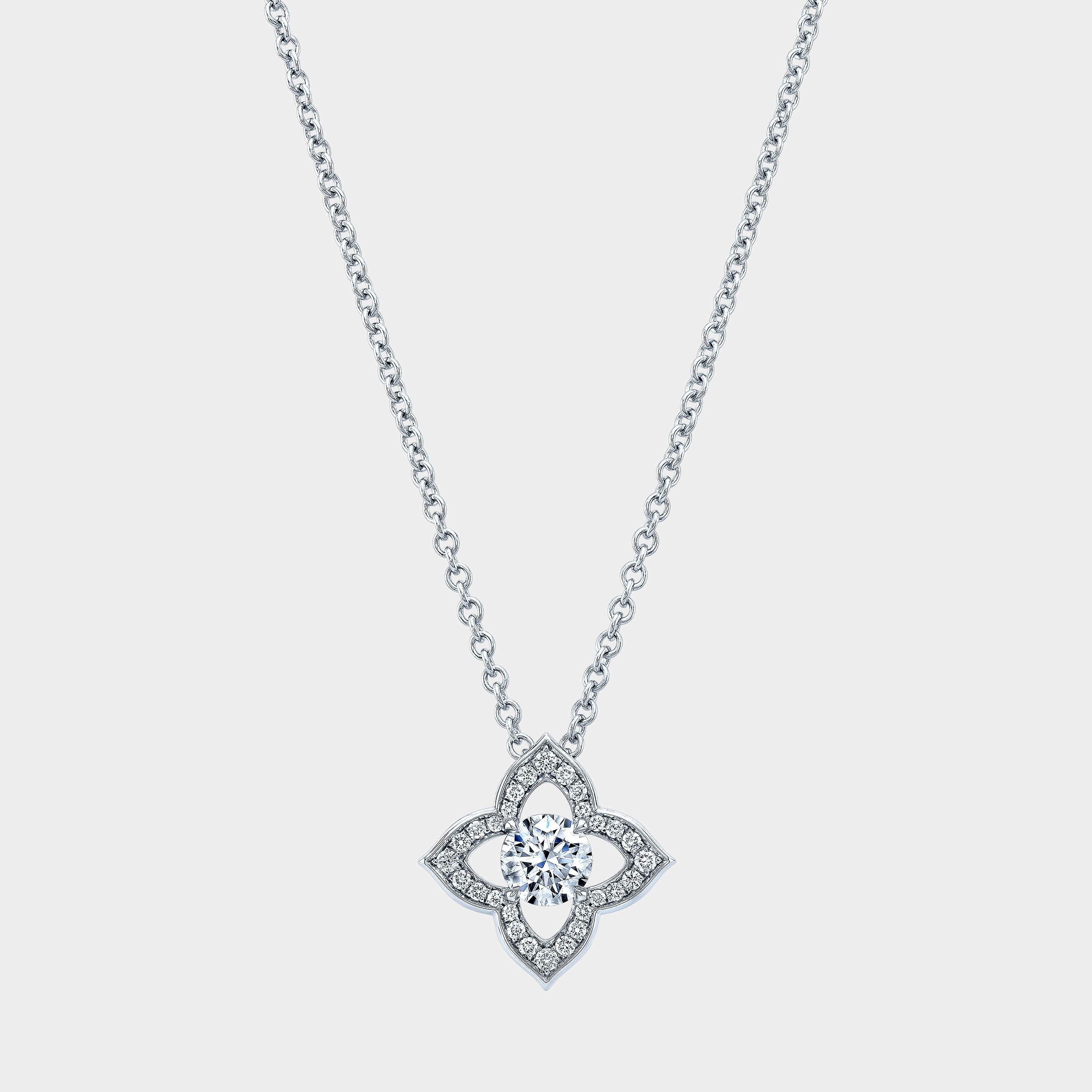 Lumignon original♥Valentinecheckbustier 0.50ct Round Diamond Clover Pendant White Gold Necklace – By