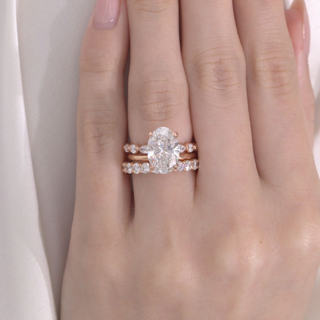 Oval Diamond Tulip With Full Diamond Basket with Round & Marquise Diamond Band Rose Gold Engagement Ring