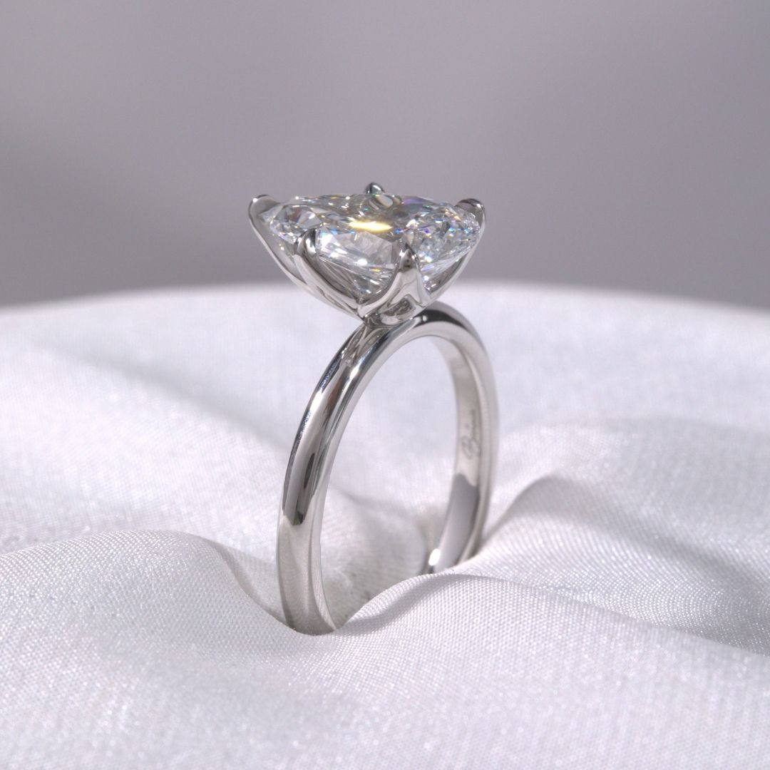 Pear Diamond Tulip Solitaire Platinum Engagement Ring