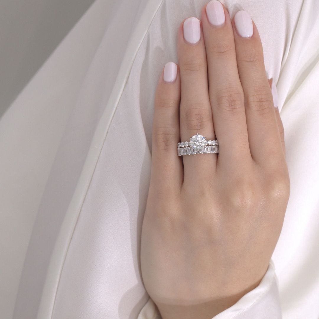 Round Diamond Eloise Tulip Basket with Peekaboo Rubies Trellis Platinum Engagement Ring
