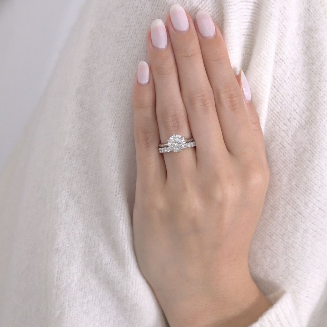 2.59ct Lab Grown Round Diamond Knife Edge Solitaire Platinum Engagement Ring