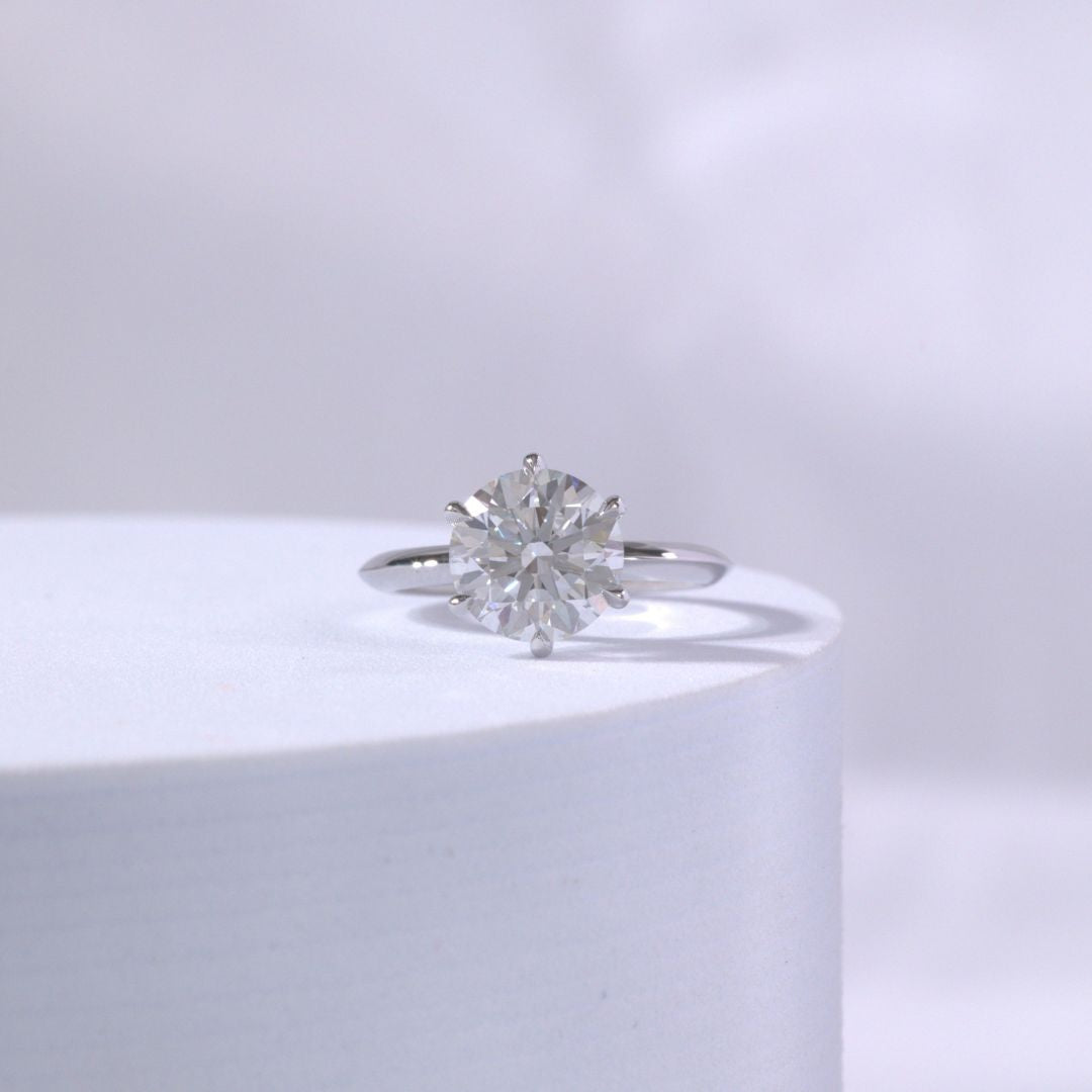 2.59ct Lab Grown Round Diamond Knife Edge Solitaire Platinum Engagement Ring