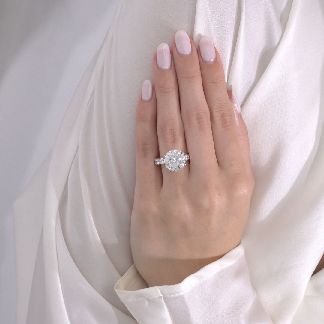 6.52ct Lab Grown Round Diamond Double Gallery Platinum Engagement Ring