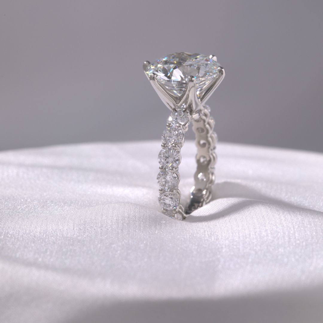 6.52ct Lab Grown Round Diamond Double Gallery Platinum Engagement Ring
