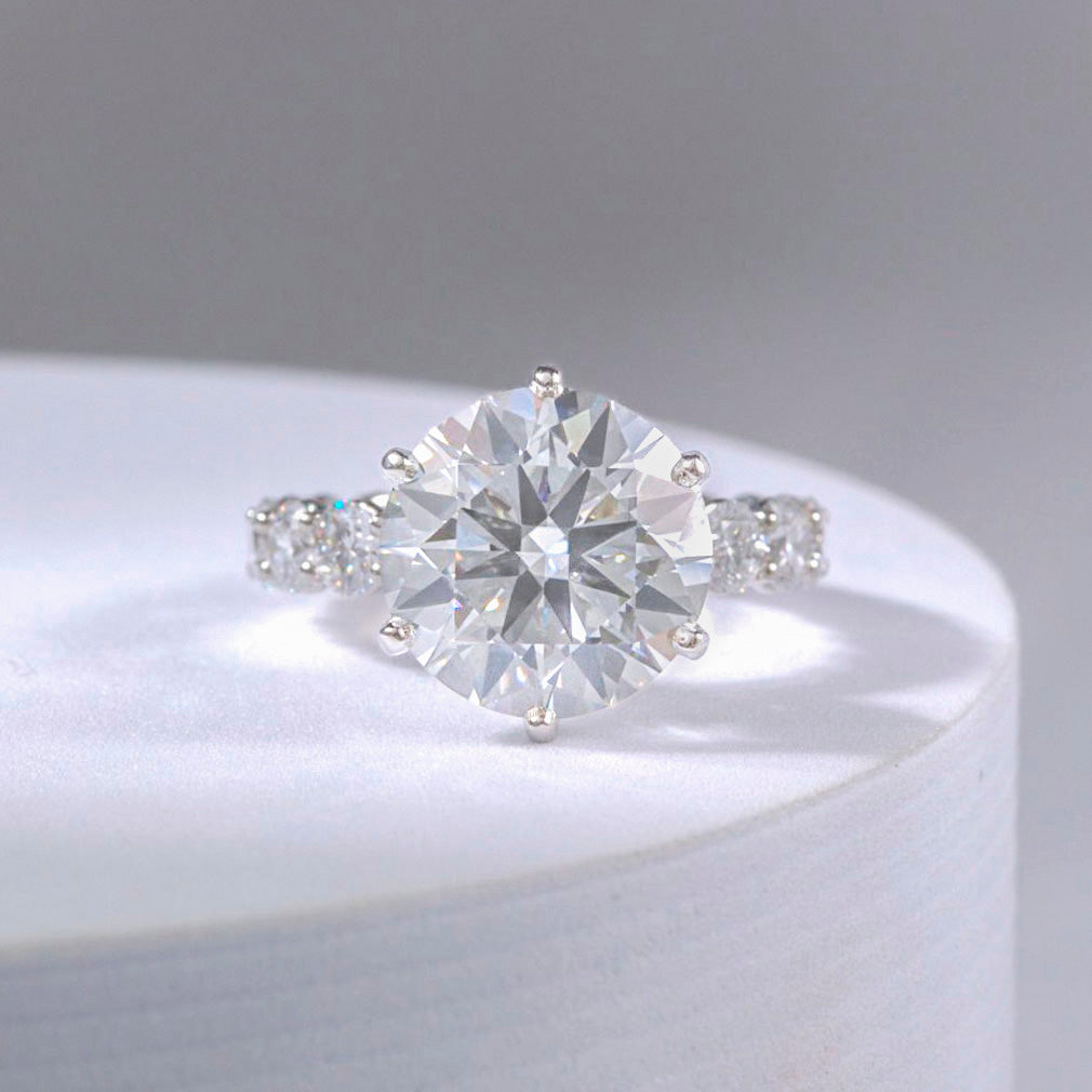 6.52ct Lab Grown Round Diamond Double Gallery Platinum Engagement Ring