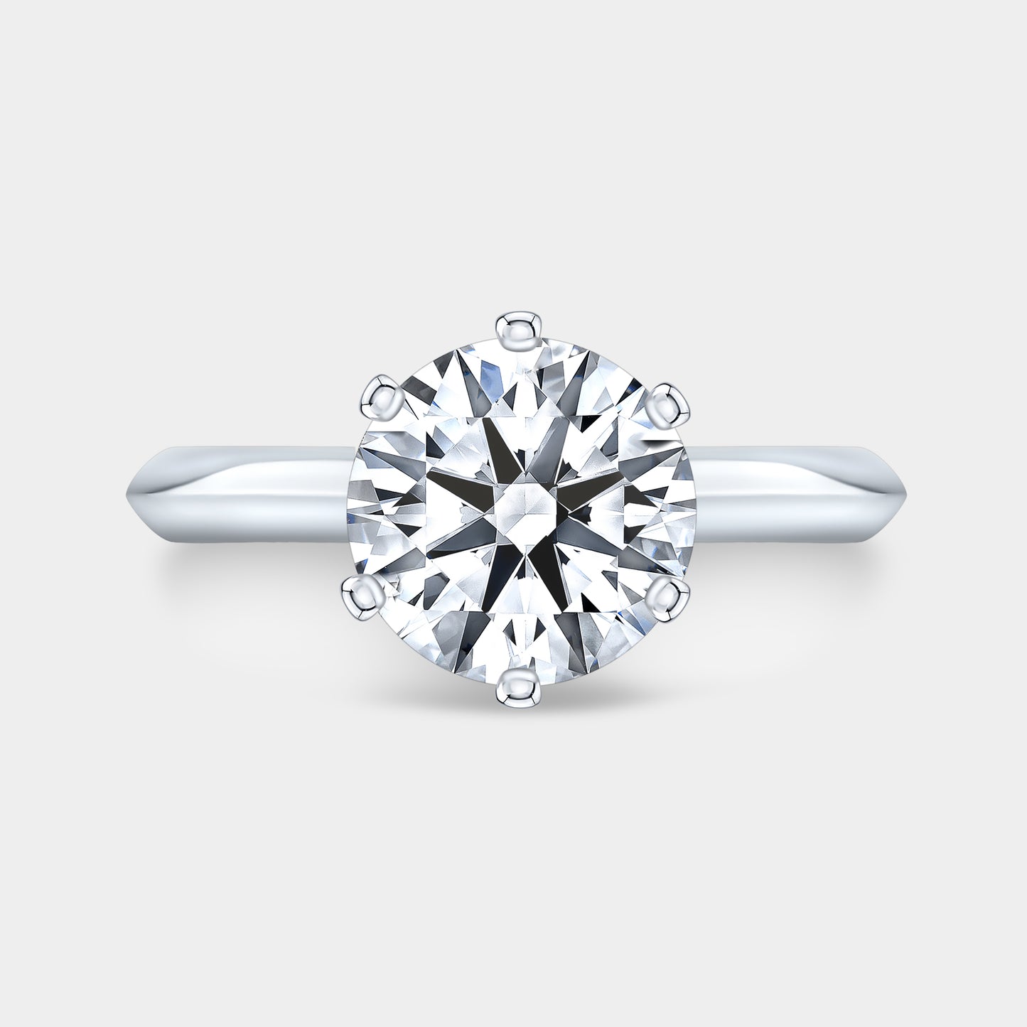 Round Diamond Knife Edge 6 Prong Solitaire Platinum Engagement Ring