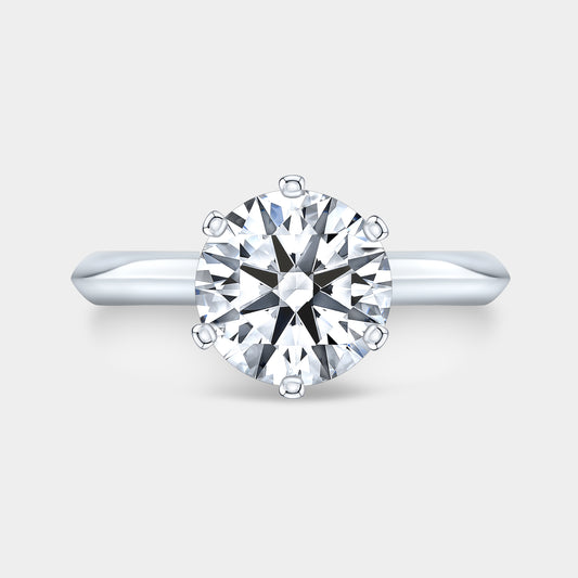 Round Diamond Knife Edge 6 Prong Solitaire Platinum Engagement Ring