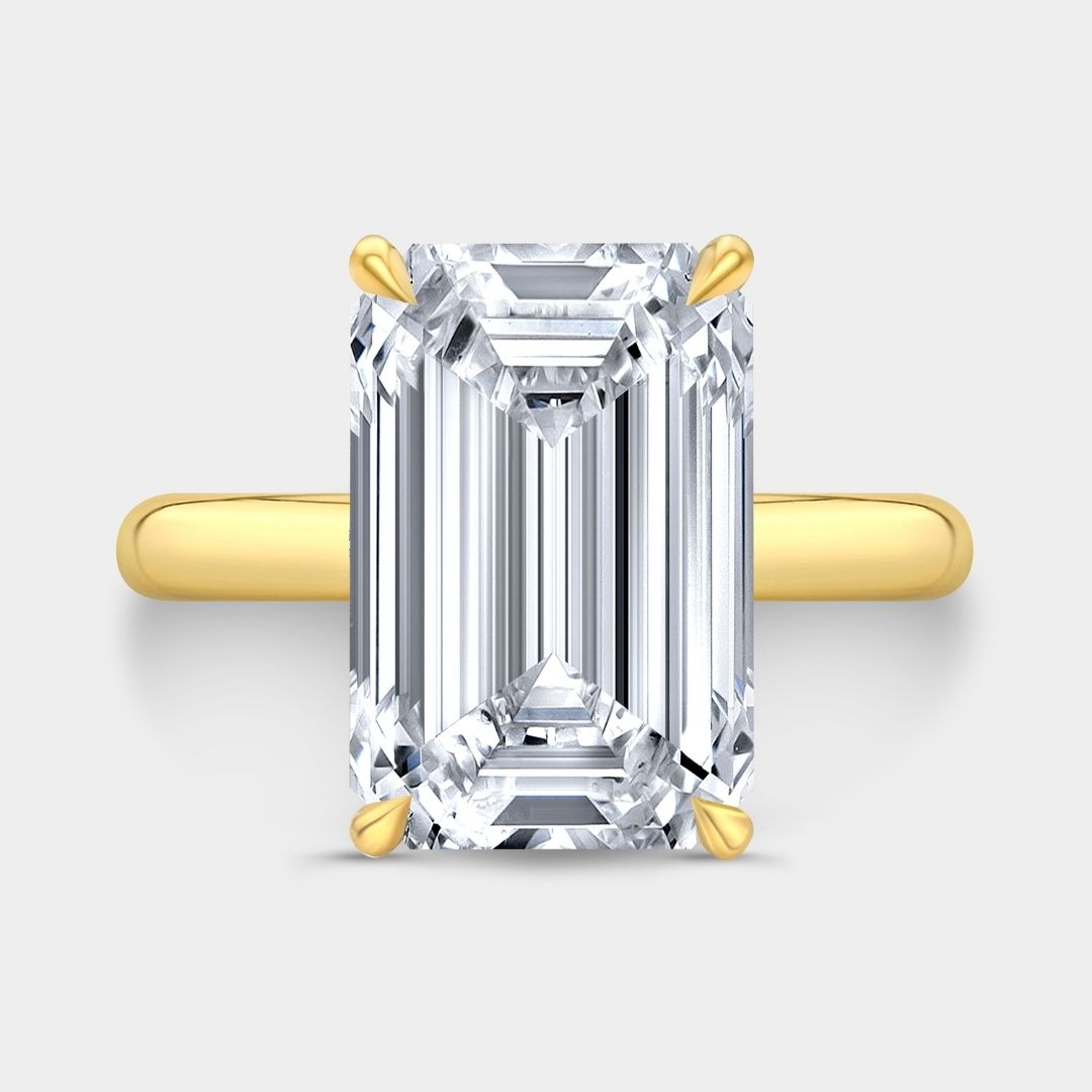 Emerald Diamond Hybrid Solitaire Yellow Gold Engagement Ring