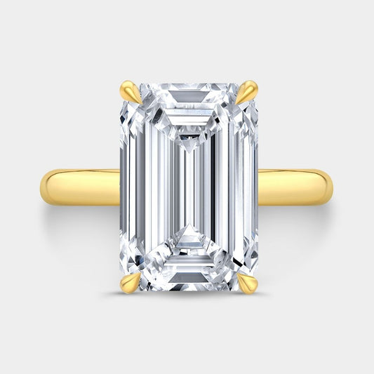 Emerald Diamond Hybrid Solitaire Yellow Gold Engagement Ring