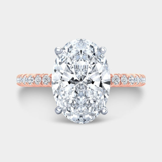 Oval Diamond Hidden Halo U Pave Rose Gold And Platinum Engagement Ring