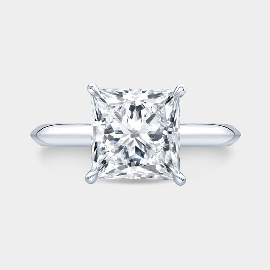 Princess Diamond Tapered Cathedral Knife Edge Solitaire Platinum Engagement Ring
