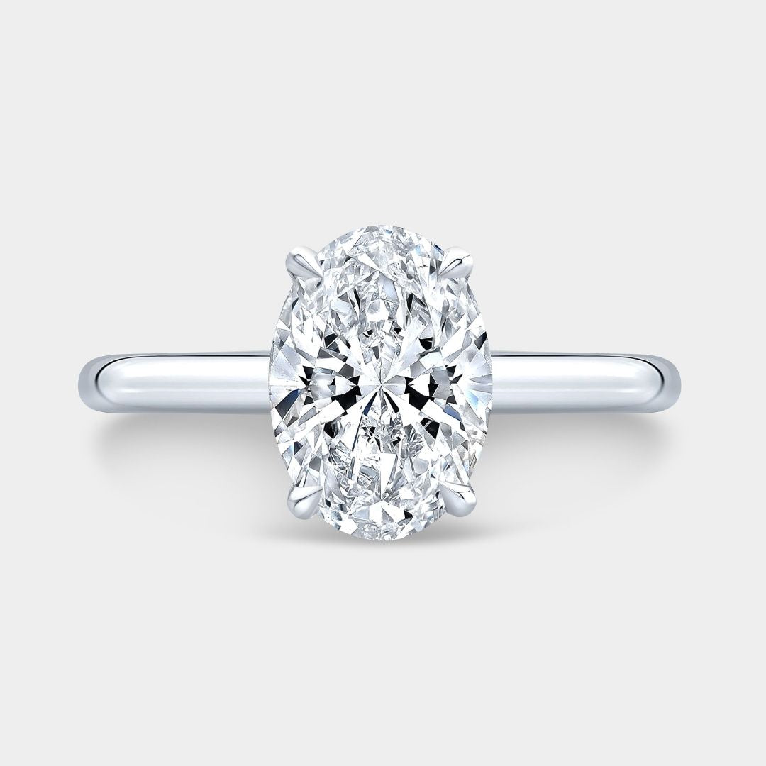 Oval Diamond Tulip Split Cathedral Solitaire Platinum Engagement Ring