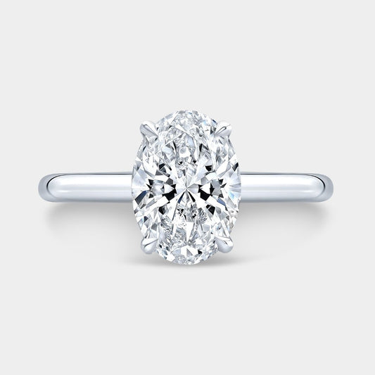 Oval Diamond Tulip Split Cathedral Solitaire Platinum Engagement Ring