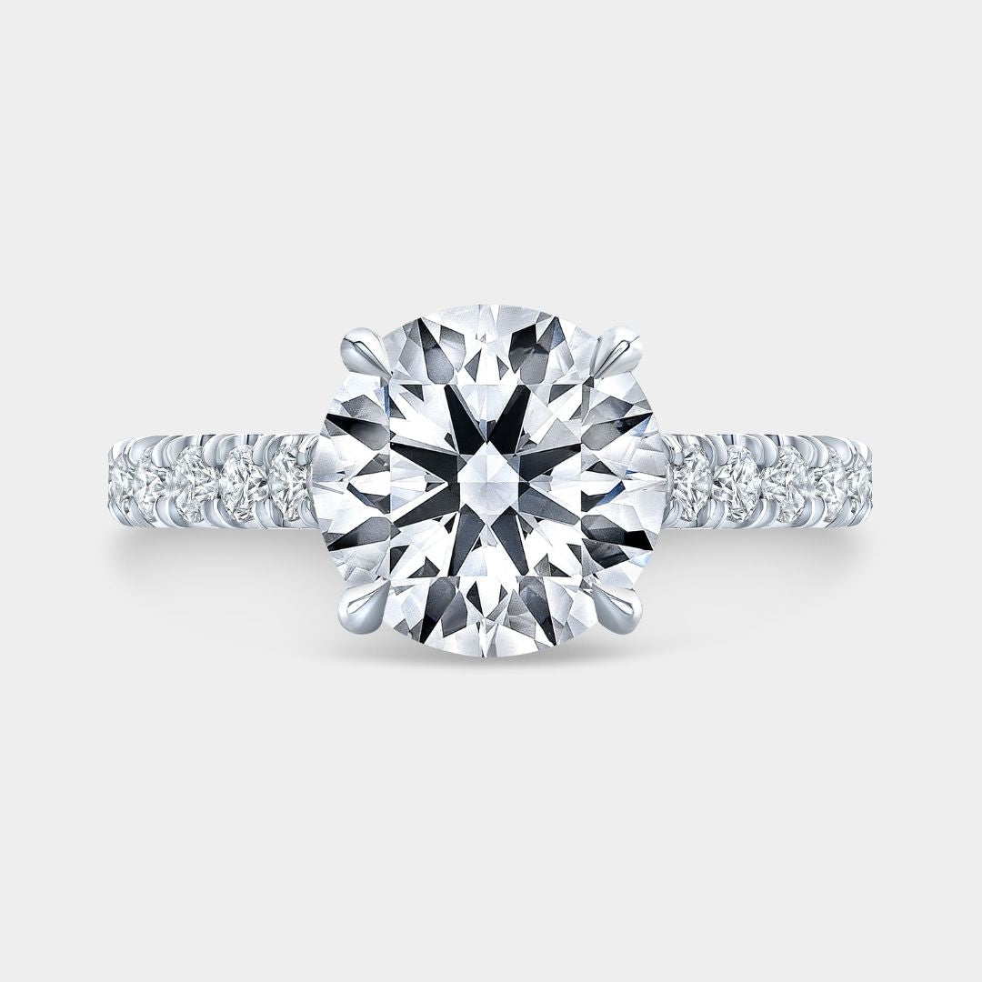 Round Diamond Hidden Halo Cathedral U Pave Platinum Engagement Ring