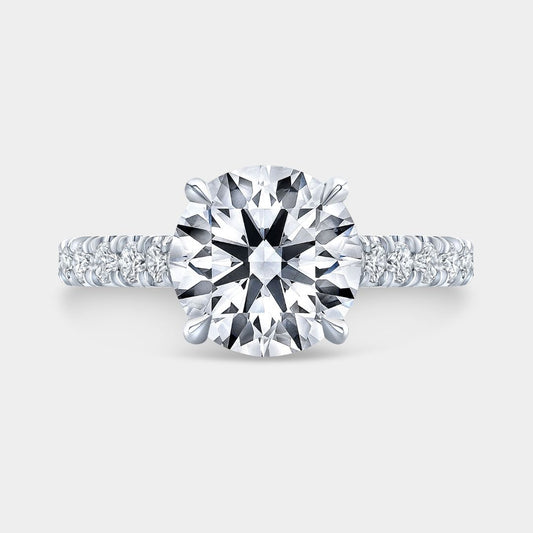 Round Diamond Hidden Halo Cathedral U Pave Platinum Engagement Ring